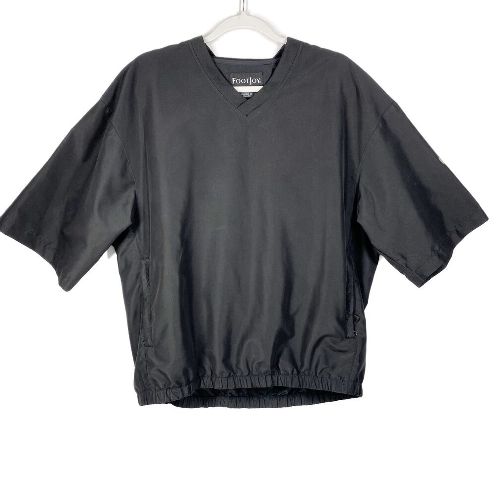 FootJoy Pullover Windbreaker Golf Top Short Sleeves Black V-Neck Mens Medium